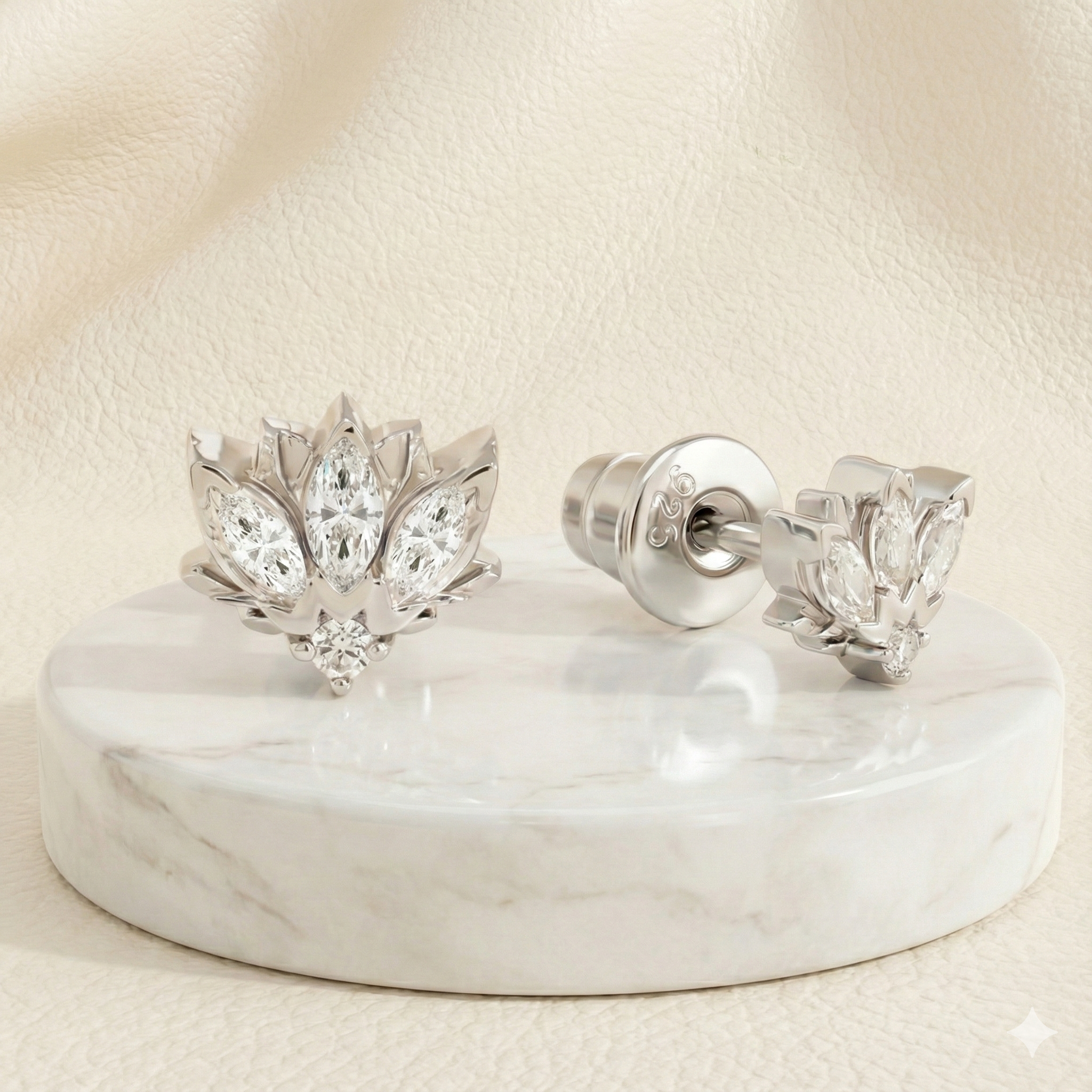 JINDA DIAMOND LAKSHMI EARRINGS  ต่างหูเงินปักก้าน พระแม่ลักษมี ประดับเพชรสังเคราะห์ (ร่ำรวยทรัพย์+รักรุ่งเรือง) *ปลุกเสกแล้ว*